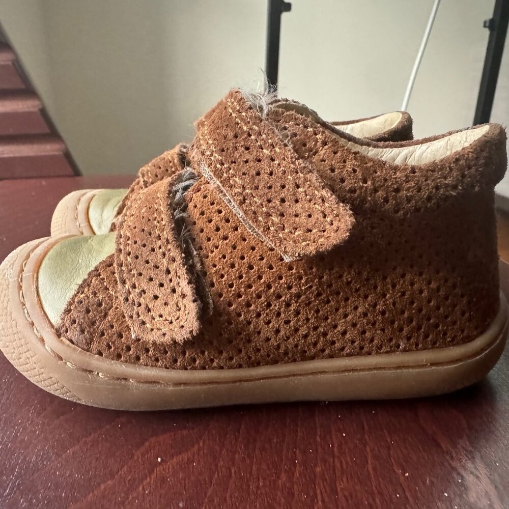 NATURINO COCOON VL BROWN SUEDE LEATHER TODDLER SHOES, EURO SIZE 20, US SIZE 4